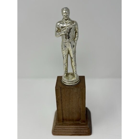 Vintage 1960s Wood And Metal Rifle Pistol Shooting Award Trophy Award - Picture 1 of 10